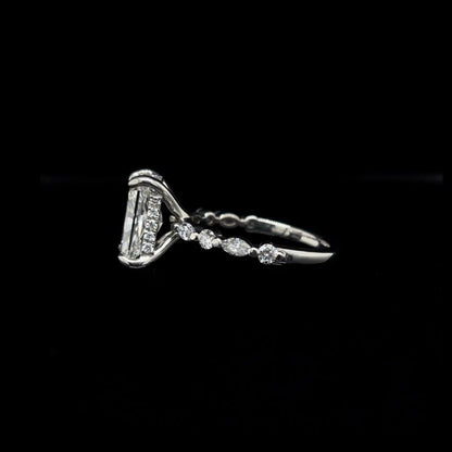 Radiant Bubble Marquise Lab Diamond Engagement Ring left view.