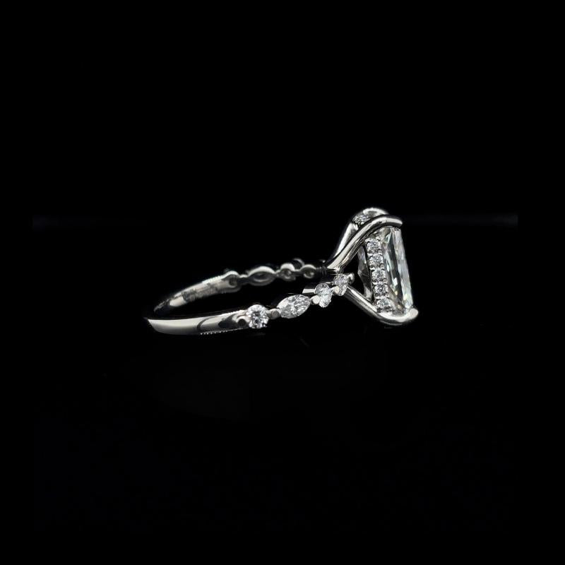 Radiant Bubble Marquise Lab Diamond Engagement Ring right view.