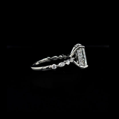 Radiant Bubble Marquise Lab Diamond Engagement Ring right view.