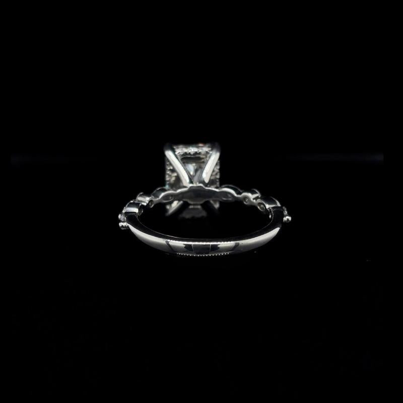 Radiant Bubble Marquise Lab Diamond Engagement Ring back view.