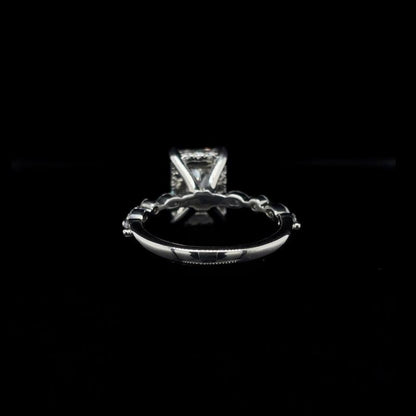 Radiant Bubble Marquise Lab Diamond Engagement Ring back view.