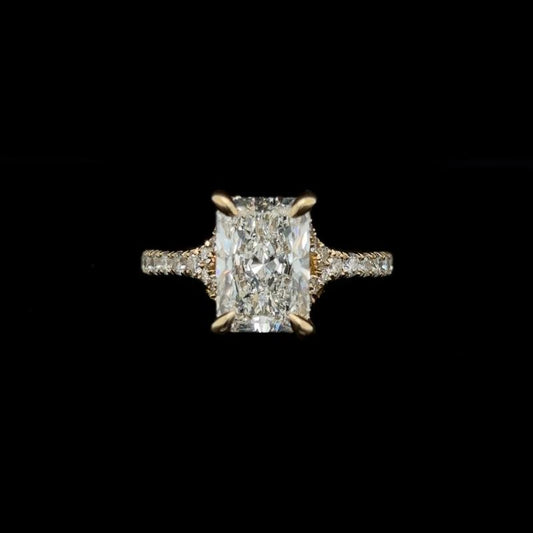 Radiant Crossover Split Shank Lab Diamond Engagement Ring (3.06cts Total, 2.58cts Centre)