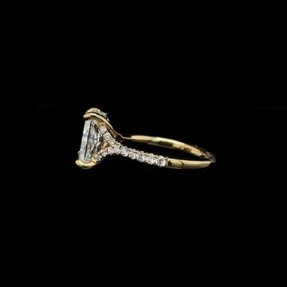 Radiant Crossover Split Shank Lab Diamond Engagement Ring left view.