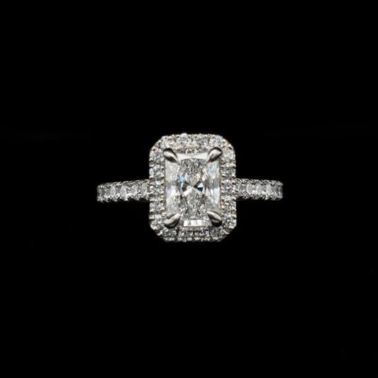 Radiant Halo Lab Diamond Engagement Ring (1.66ct Total, 1.08ct Centre)