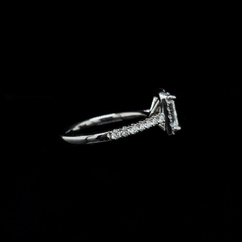 Radiant Halo Lab Diamond Engagement Ring right view. 