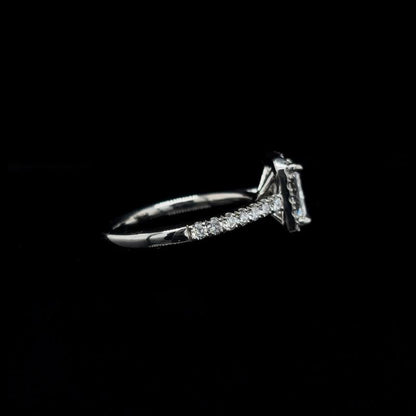 Radiant Halo Lab Diamond Engagement Ring right view. 