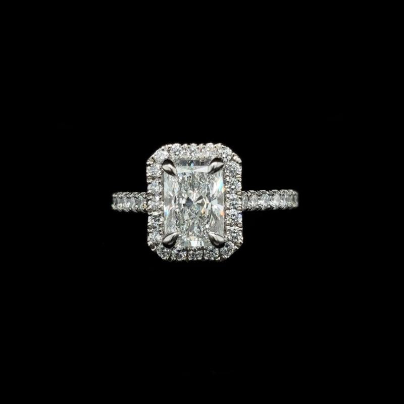 Radiant Halo Lab Diamond Engagement Ring (2.18cts Total, 1.56ct Centre)