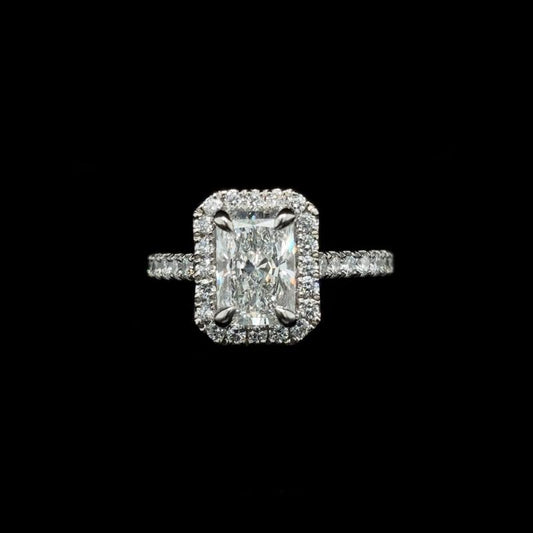 Radiant Halo Lab Diamond Engagement Ring (2.18cts Total, 1.56ct Centre)