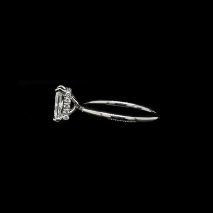 Radiant Lab Diamond Engagement Ring left view. 