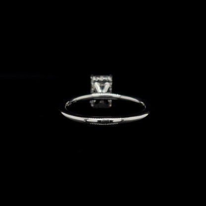 Radiant Lab Diamond Engagement Ring back view. 