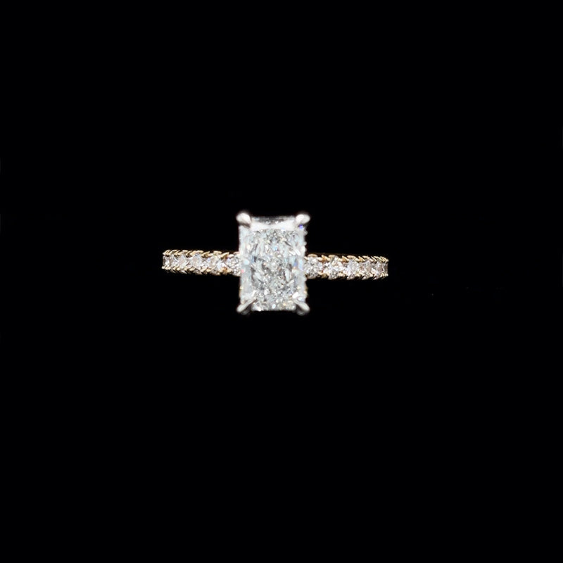 Radiant Lab Diamond Engagement Ring front view.