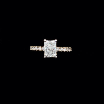 Radiant Lab Diamond Engagement Ring front view.