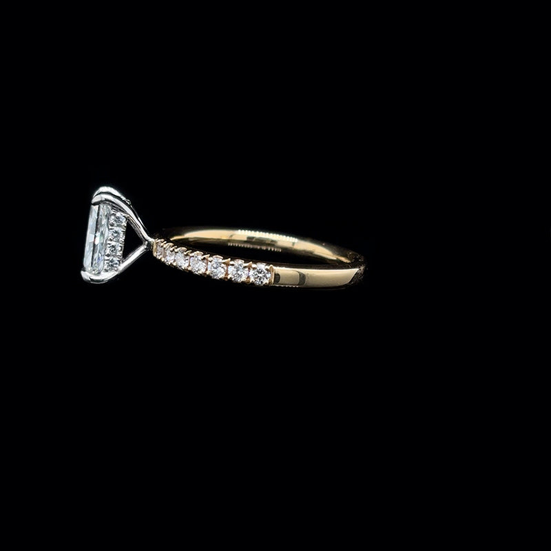Radiant Lab Diamond Engagement Ring left view.