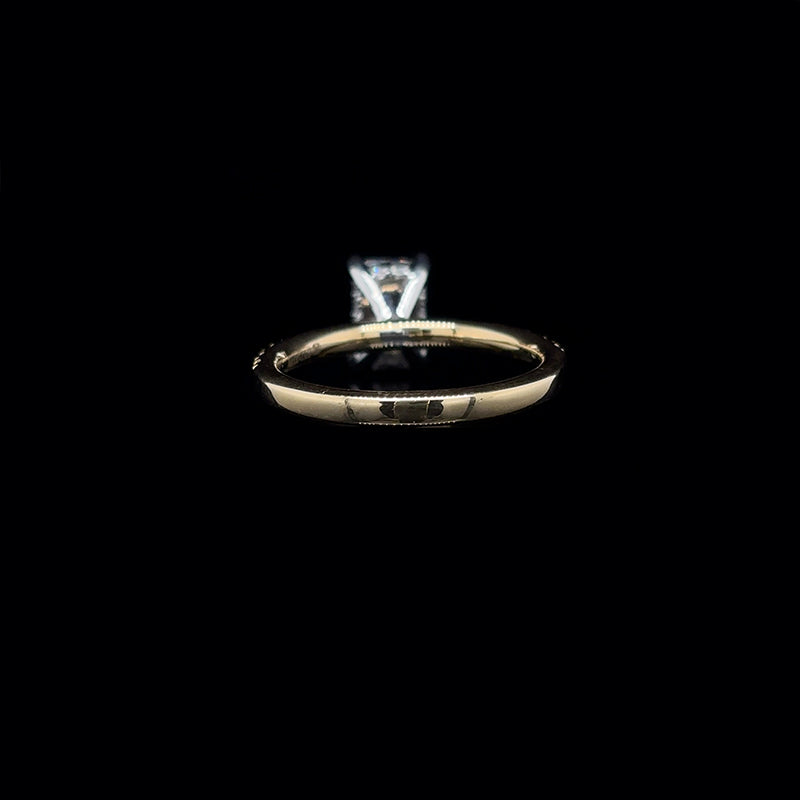Radiant Lab Diamond Engagement Ring back view.