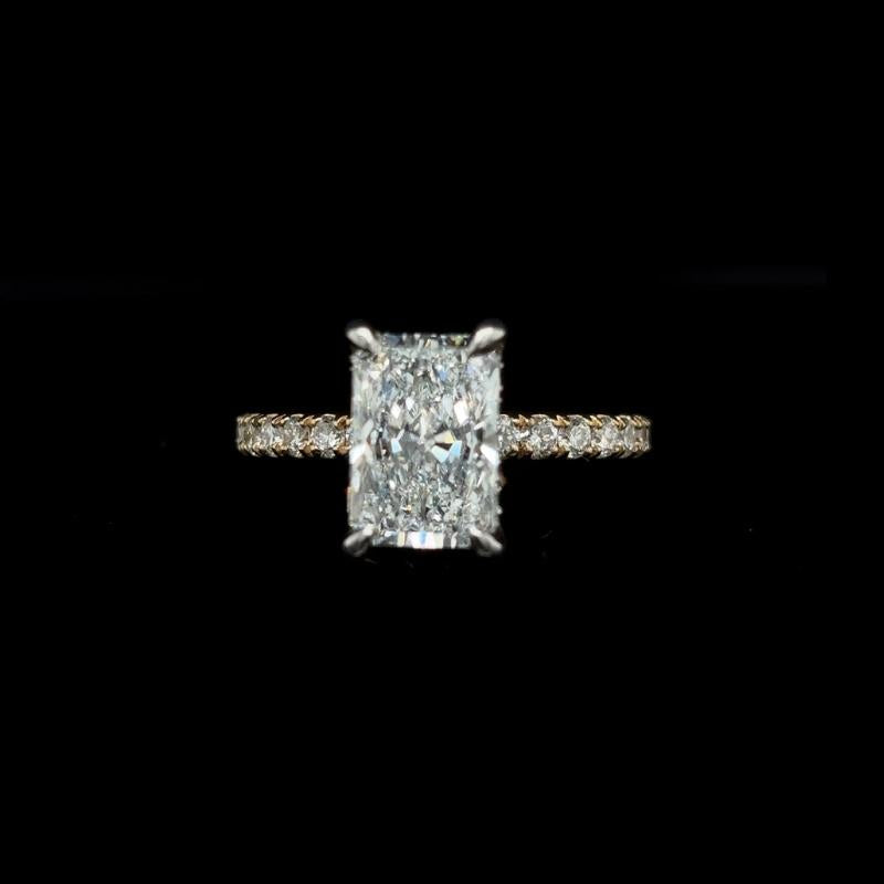 Radiant Lab Diamond Engagement Ring front view. 