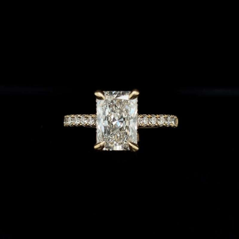 Radiant Lab Diamond Engagement Ring front view. 