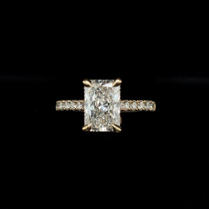 Radiant Lab Diamond Engagement Ring front view. 