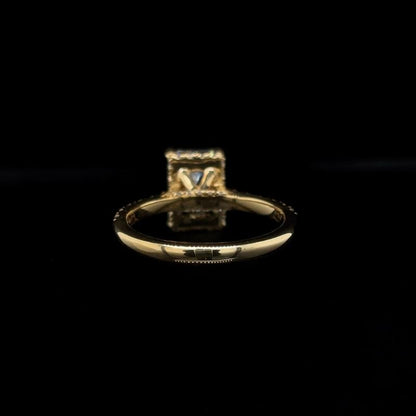 Radiant Lab Diamond Engagement Ring back view. 