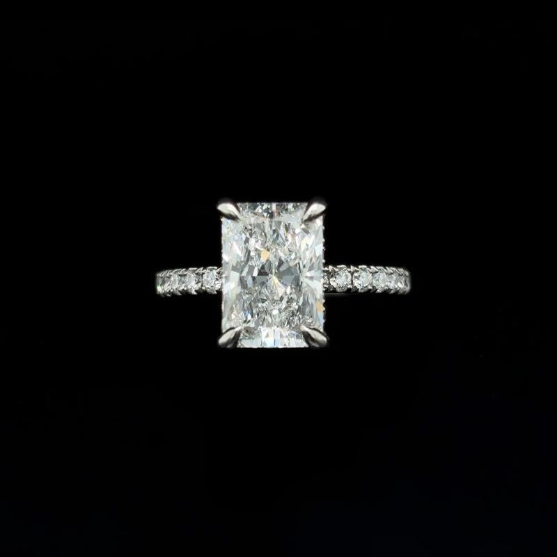 Radiant Lab Diamond Engagement Ring front view. 