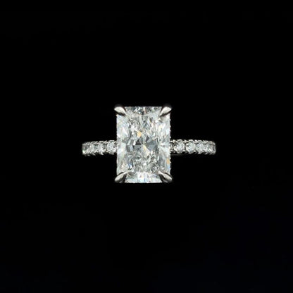 Radiant Lab Diamond Engagement Ring front view. 