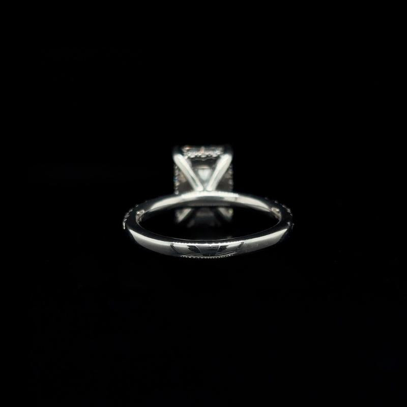Radiant Lab Diamond Engagement Ring back view. 