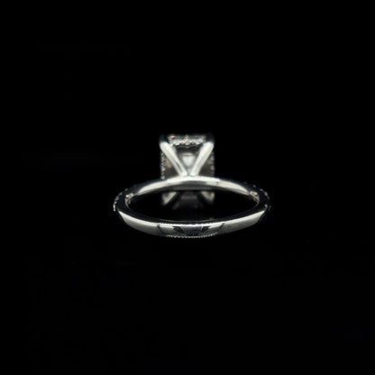 Radiant Lab Diamond Engagement Ring back view. 