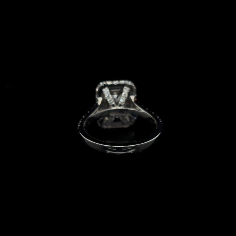Radiant Pave Halo Split Shank Lab Diamond Engagement Ring (3.09cts Total, 2.07cts Centre)