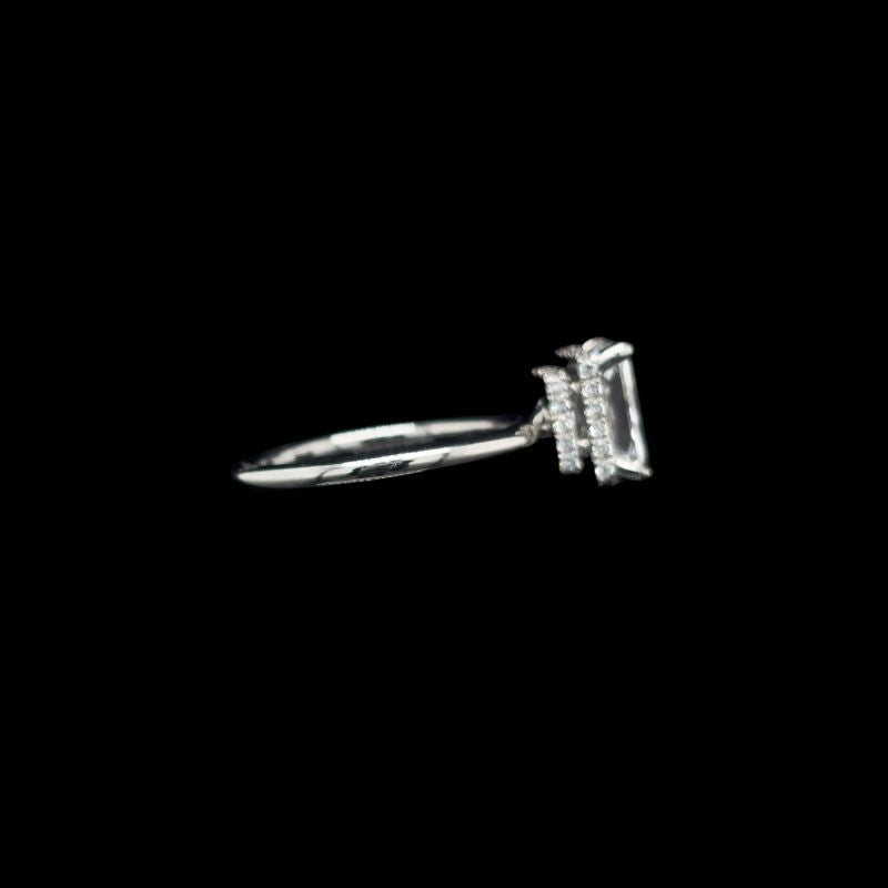 Radiant Double Hidden Halo Lab Diamond Engagement Ring right view.