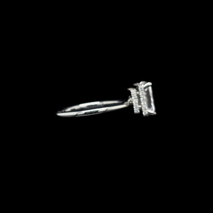 Radiant Double Hidden Halo Lab Diamond Engagement Ring right view.