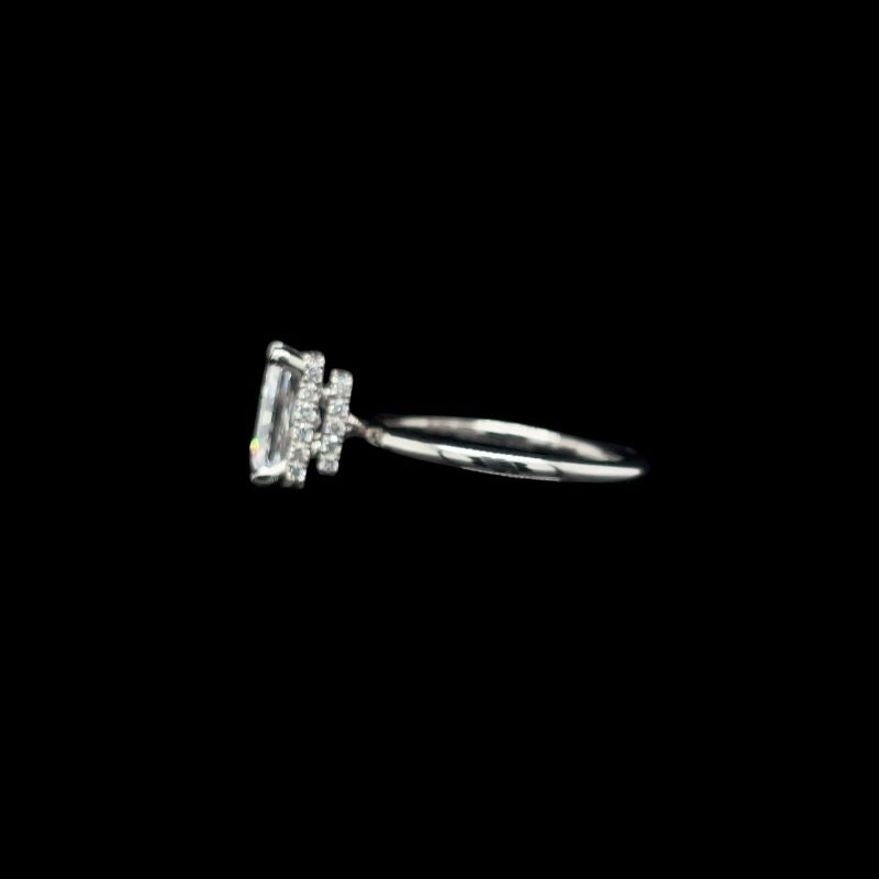 Radiant Double Hidden Halo Lab Diamond Engagement Ring left view.