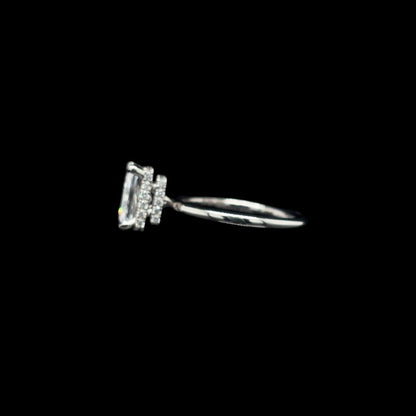 Radiant Double Hidden Halo Lab Diamond Engagement Ring left view.