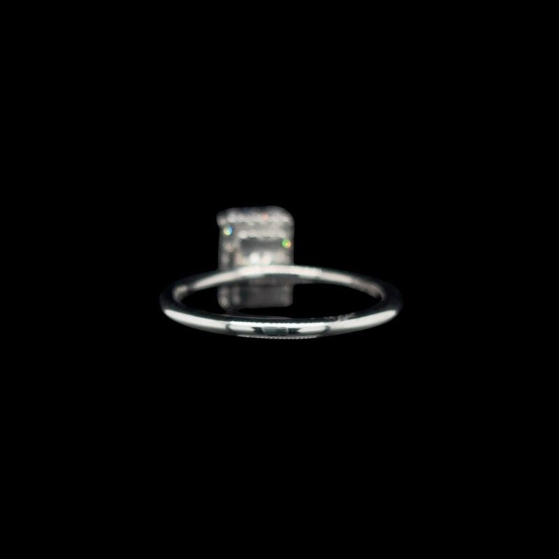 Radiant Double Hidden Halo Lab Diamond Engagement Ring back view.