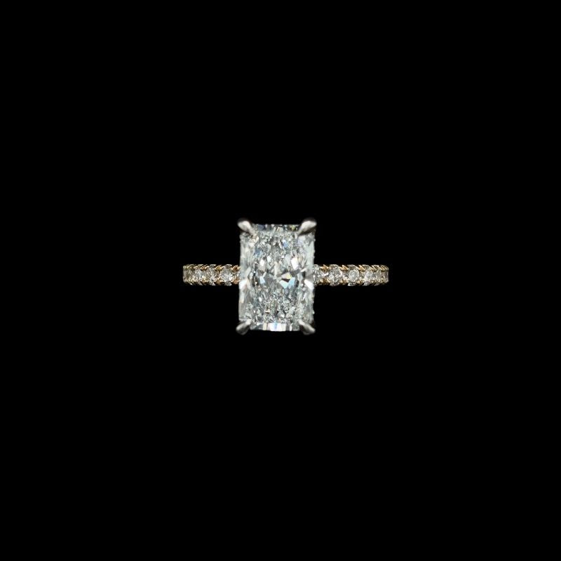 Radiant Lab Diamond Engagement Ring front view.