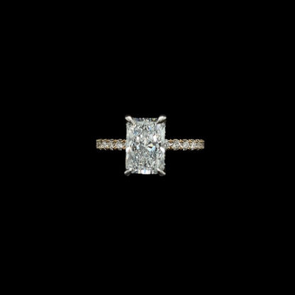Radiant Lab Diamond Engagement Ring front view.