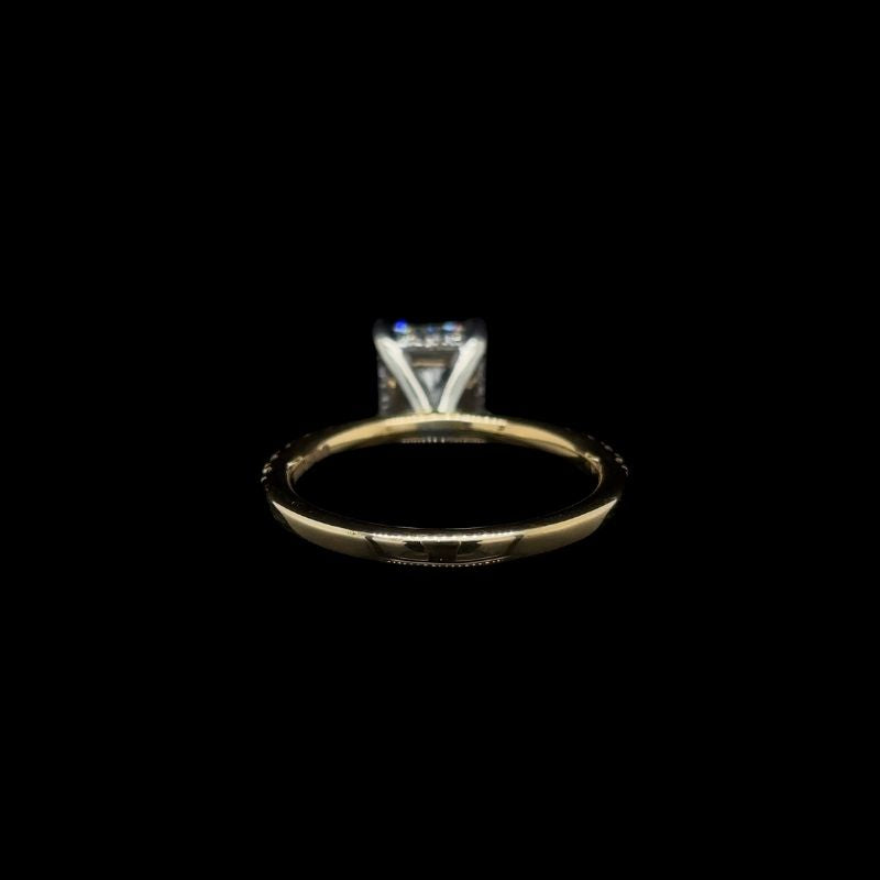 Radiant Lab Diamond Engagement Ring back view.