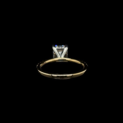 Radiant Lab Diamond Engagement Ring back view.