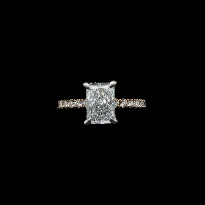 Radiant Lab Diamond Engagement Ring front view.