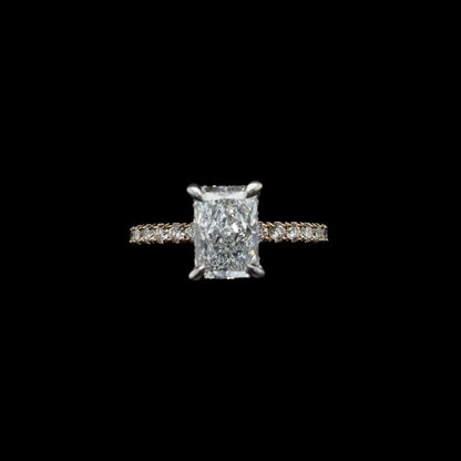 Radiant Lab Diamond Engagement Ring front view.