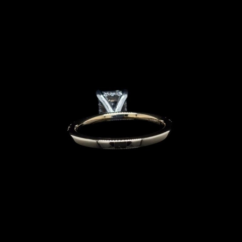 Radiant Lab Diamond Engagement Ring back view.