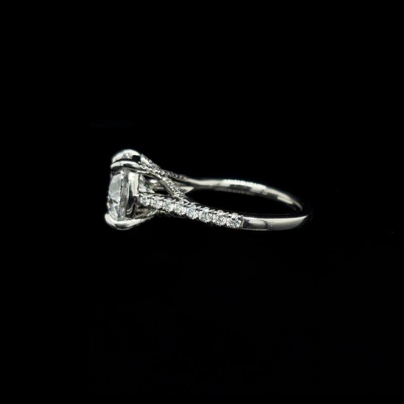 Round Cross Over Lab Diamond Engagement Ring left view.