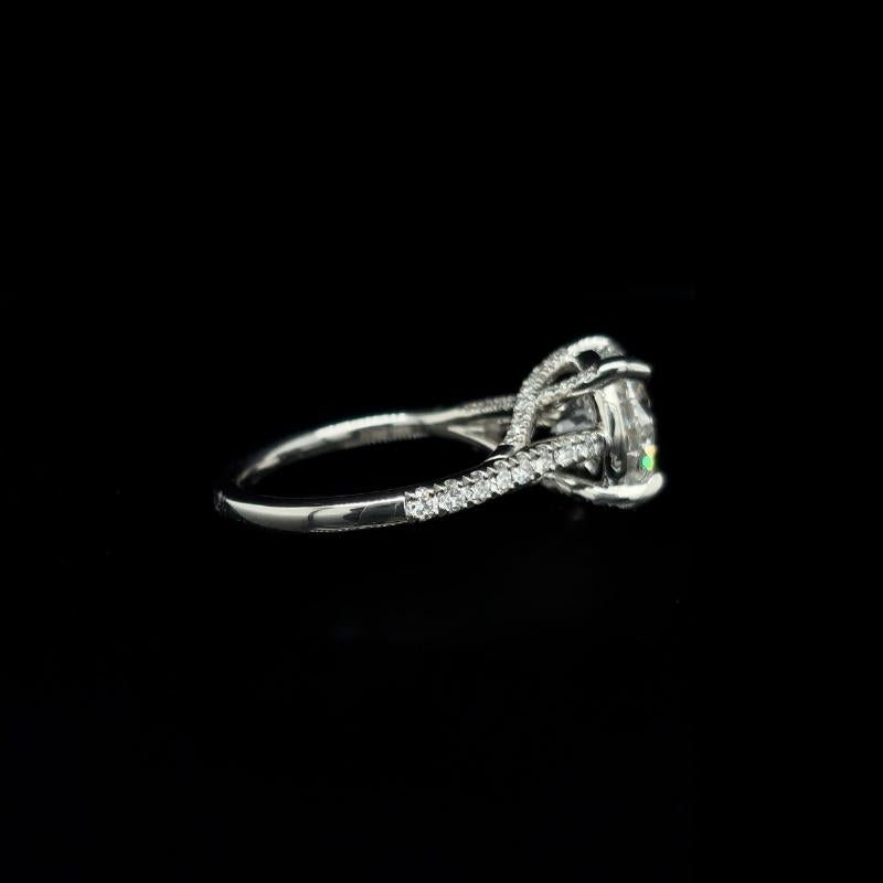 Round Cross Over Lab Diamond Engagement Ring right view.