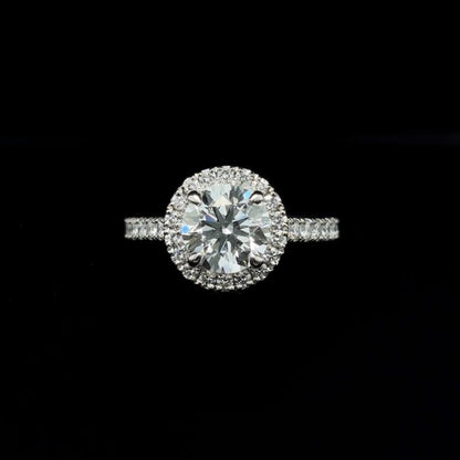 Round Halo Lab Diamond Engagement Ring (2.09cts Total, 1.52ct Centre)