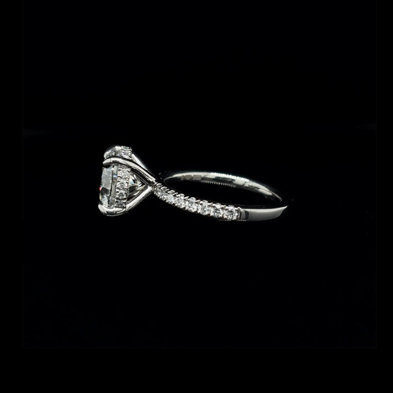 Round Lab Diamond Engagement Ring left view. 