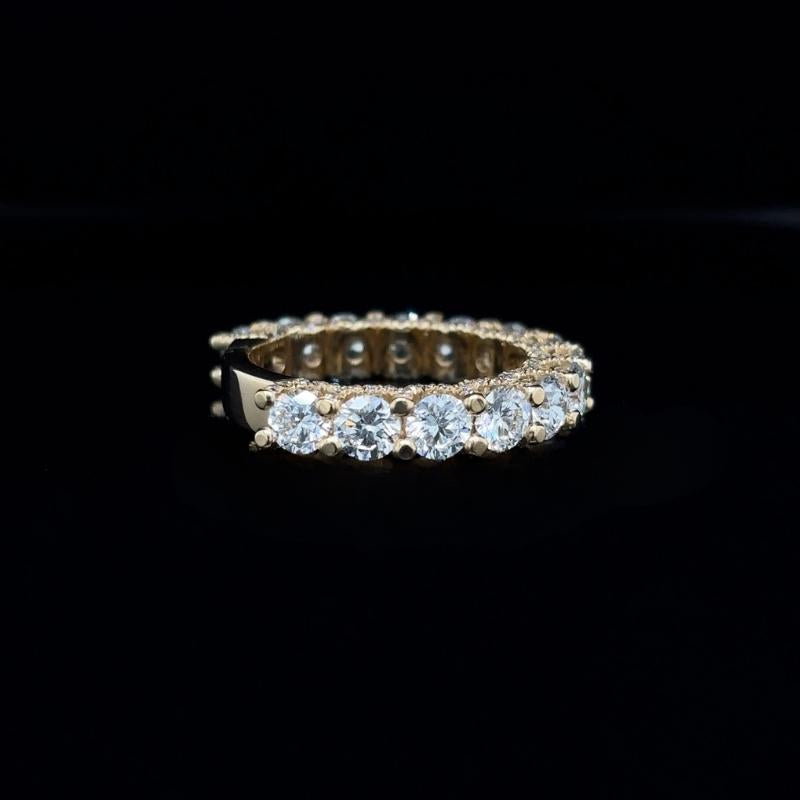 Round Lab Diamond Wedding Band right view. 