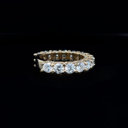 Round Lab Diamond Wedding Band right view. 