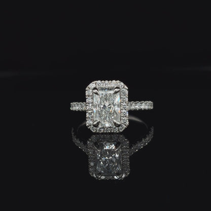 Radiant Halo Lab Diamond Engagement Ring (2.18cts Total, 1.56ct Centre)