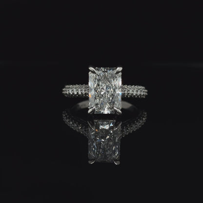 Radiant 3D Pave Lab Diamond Engagement Ring (3.95cts Total, 3.08cts Centre)