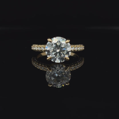 3D Pave Round Lab Diamond Engagement Ring (3.94cts Total, 3.07cts Centre)