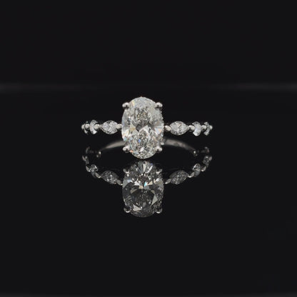 Oval Marquise Lab Diamond Engagement Ring (1.96ct Total, 1.54ct Centre)