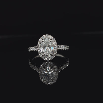 360° view of Oval Halo Lab Diamond Engagement Ring. 